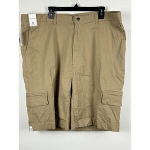 NWT ROWM Tall Man Tan Flat Front Stretch Cargo Shorts Size 44 Tan 6 Pockets 10"